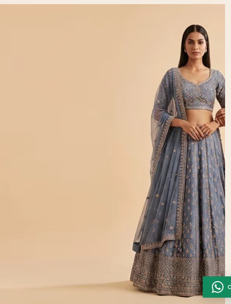 Slate Blue Net Dupatta Lehenga