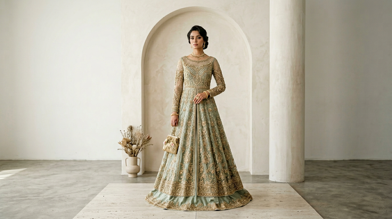 Sage Reverie Couture Gown